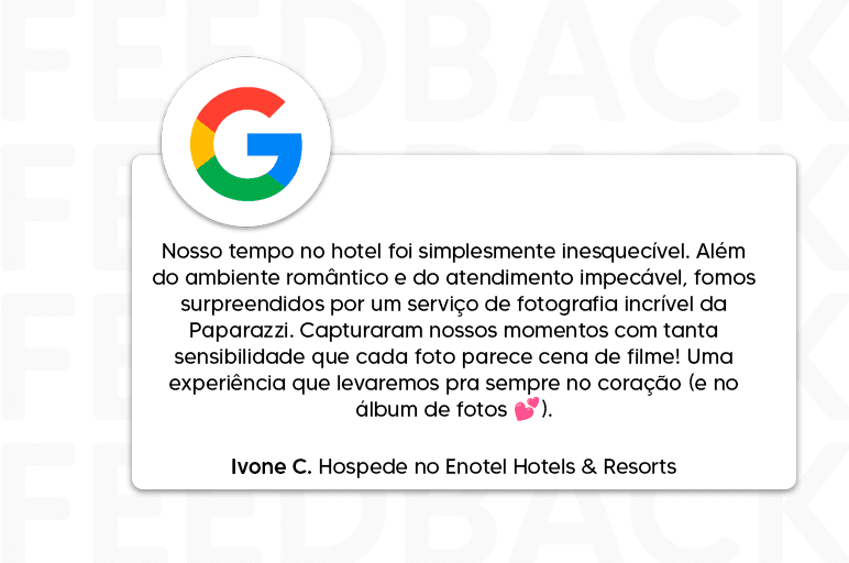 feedback de cliente elogiando hotel